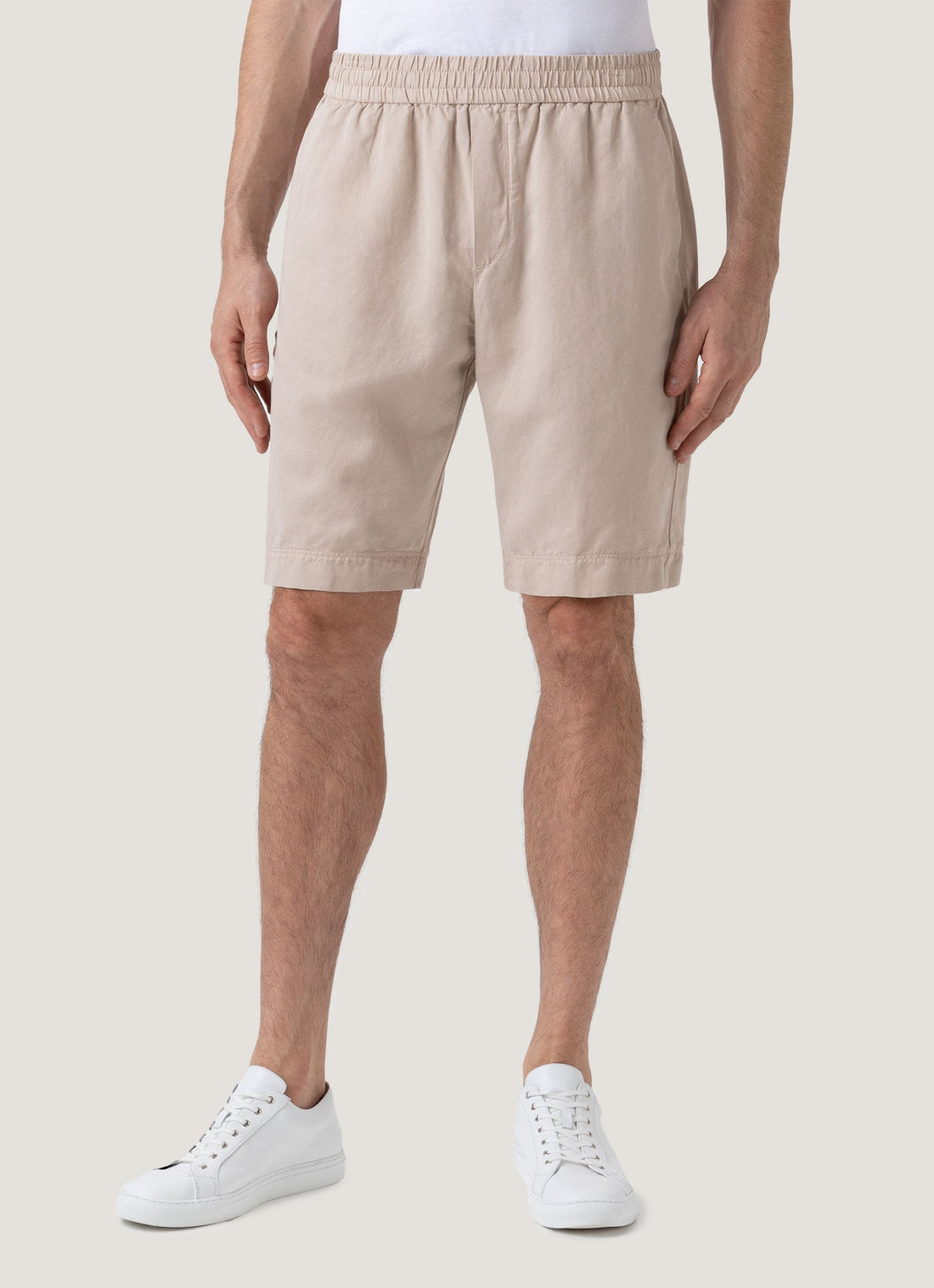 Men's Cotton Linen Drawstring Shorts in Light Sand