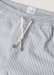 Men's Drawstring Swim Shorts in Navy/White