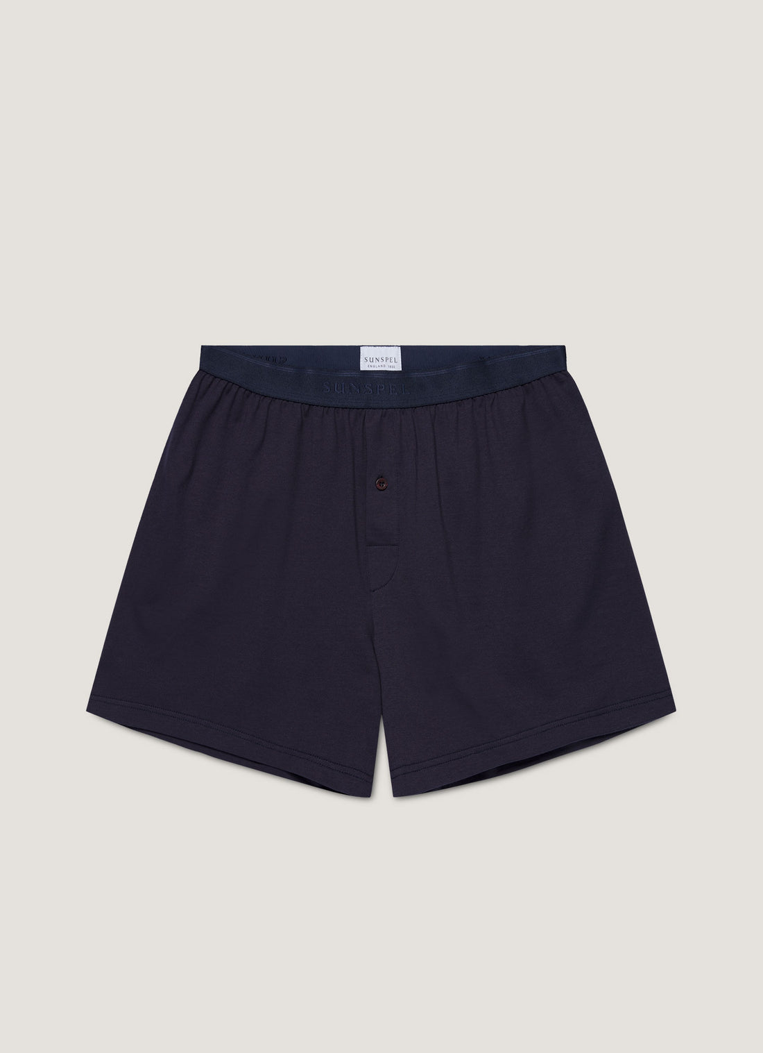 Men's Superfine Cotton One-Button Boxer Shorts in Navy