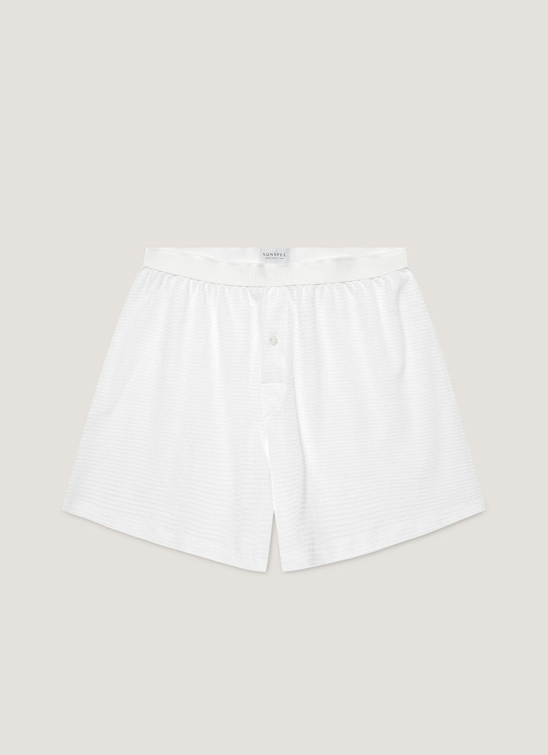 Men's Cellular Cotton One-Button Boxer Shorts in White