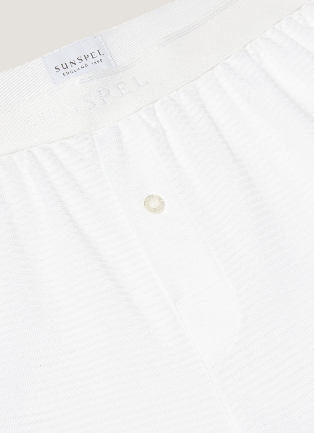 Men's Cellular Cotton One-Button Boxer Shorts in White