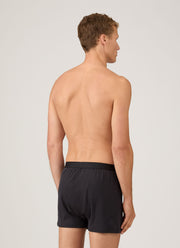 Men's Sea Island Cotton One-Button Boxer Short in Black
