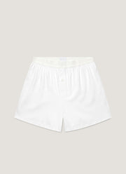 Men's Sea Island Cotton One-Button Boxer Short in White