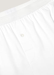 Men's Sea Island Cotton One-Button Boxer Short in White