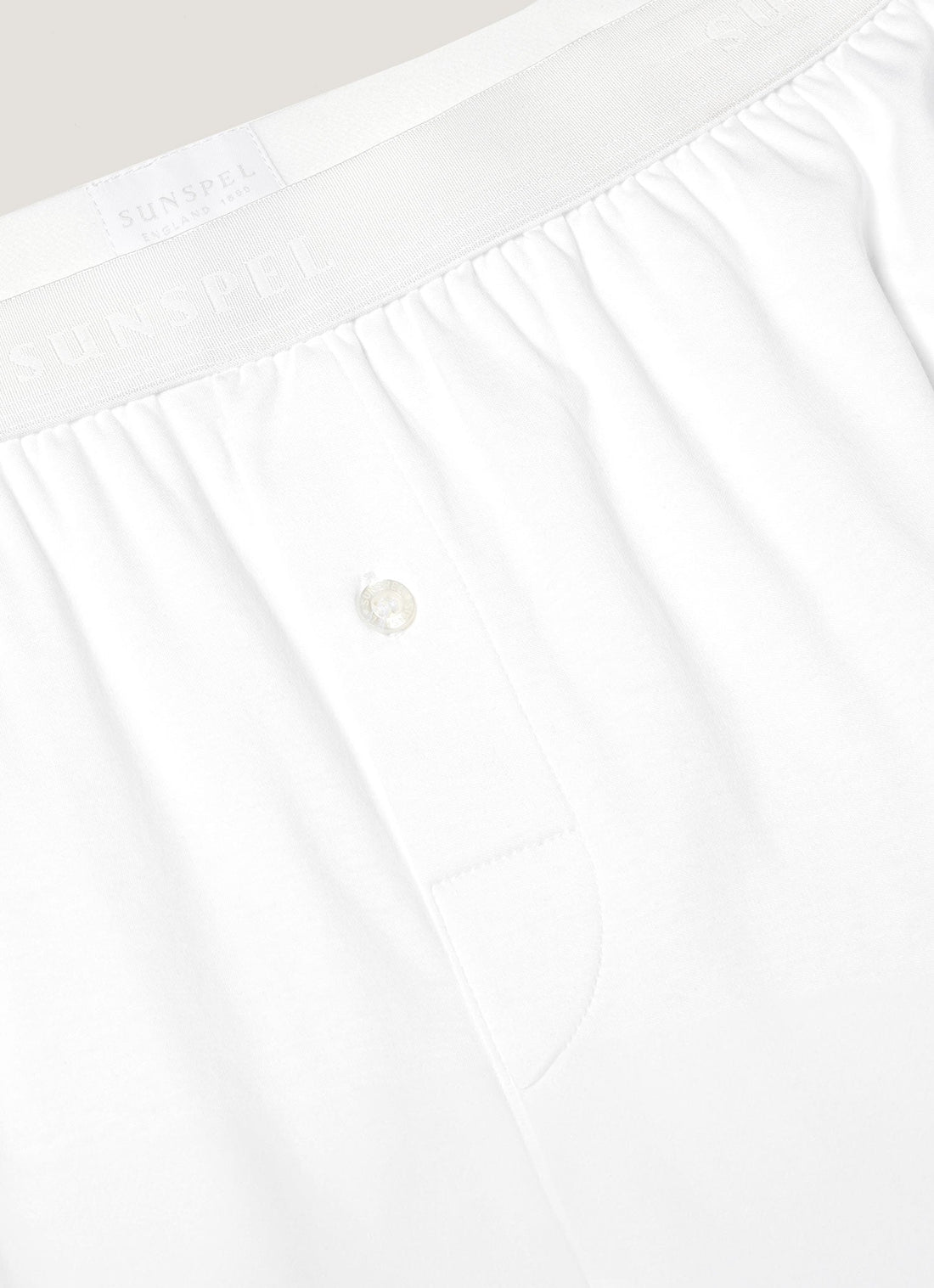 Men's Sea Island Cotton One-Button Boxer Shorts in White