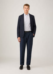 Men's Button Down Oxford Shirt in White/Navy