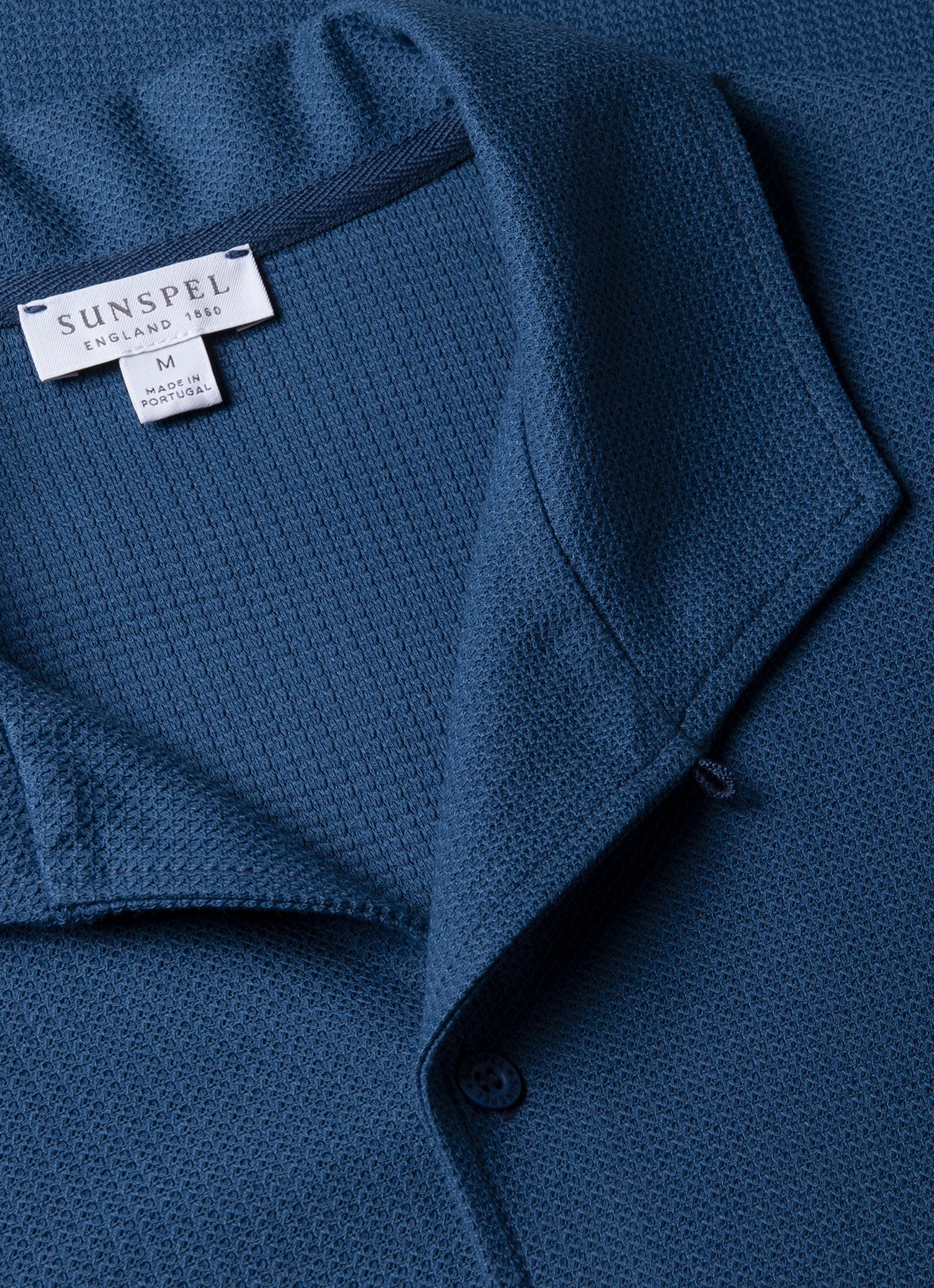 Men's Short Sleeve Textured Jersey Shirt in Soft Denim