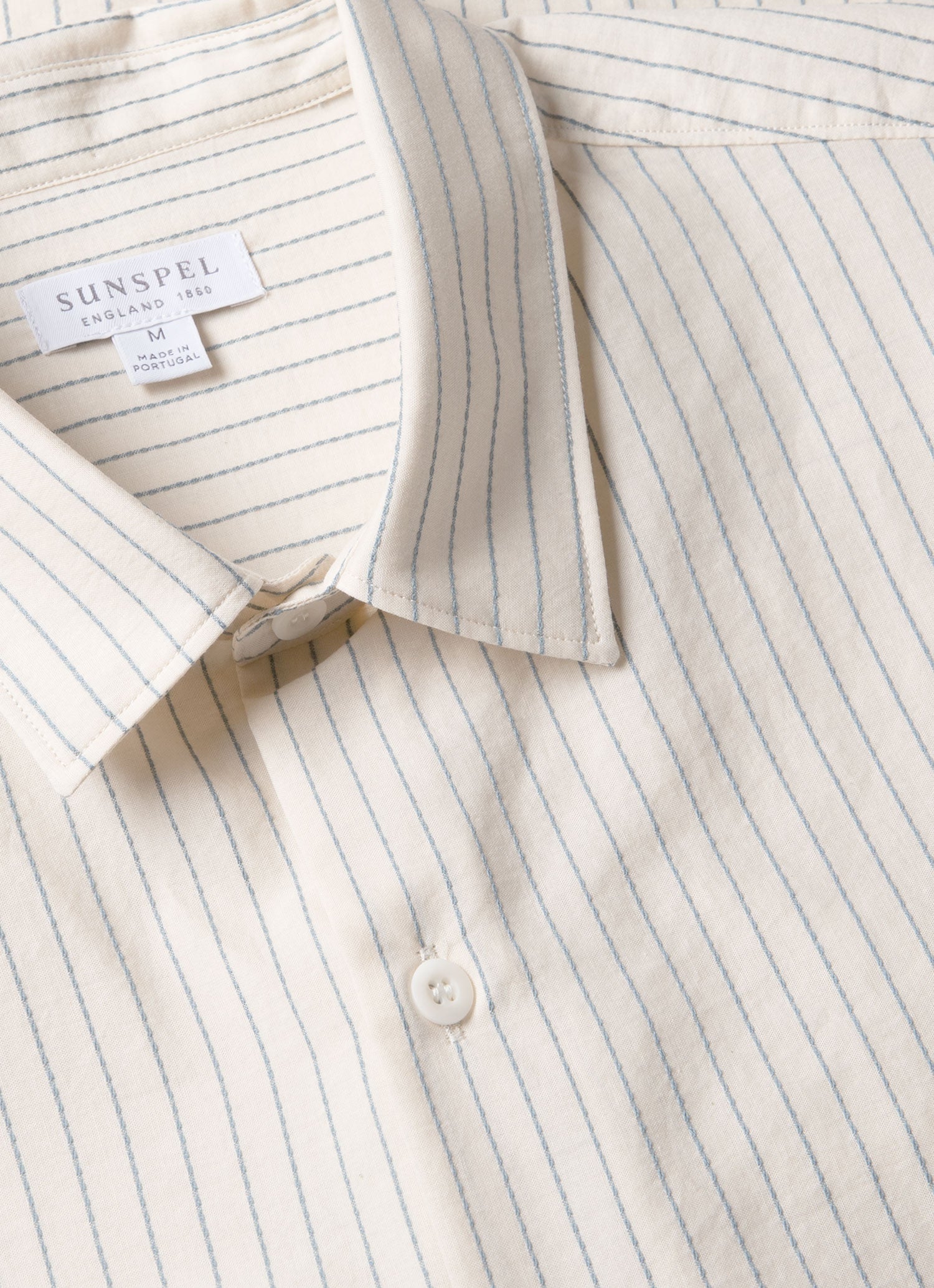 Men's Short Sleeve Vintage Stripe Shirt in Vintage Blue/Ecru