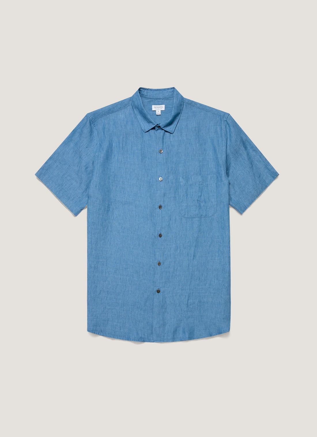Men's Short Sleeve Linen Shirt in Cool Blue