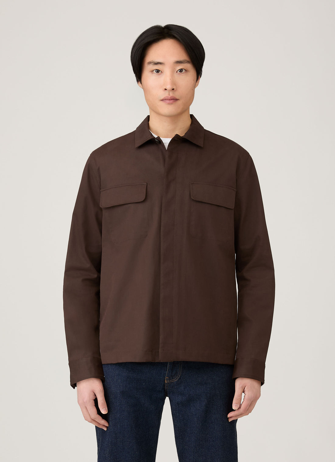 Men's Cotton Cashmere Overshirt in Truffle