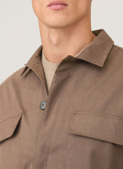 Men's Cotton Cashmere Overshirt in Dark Stone
