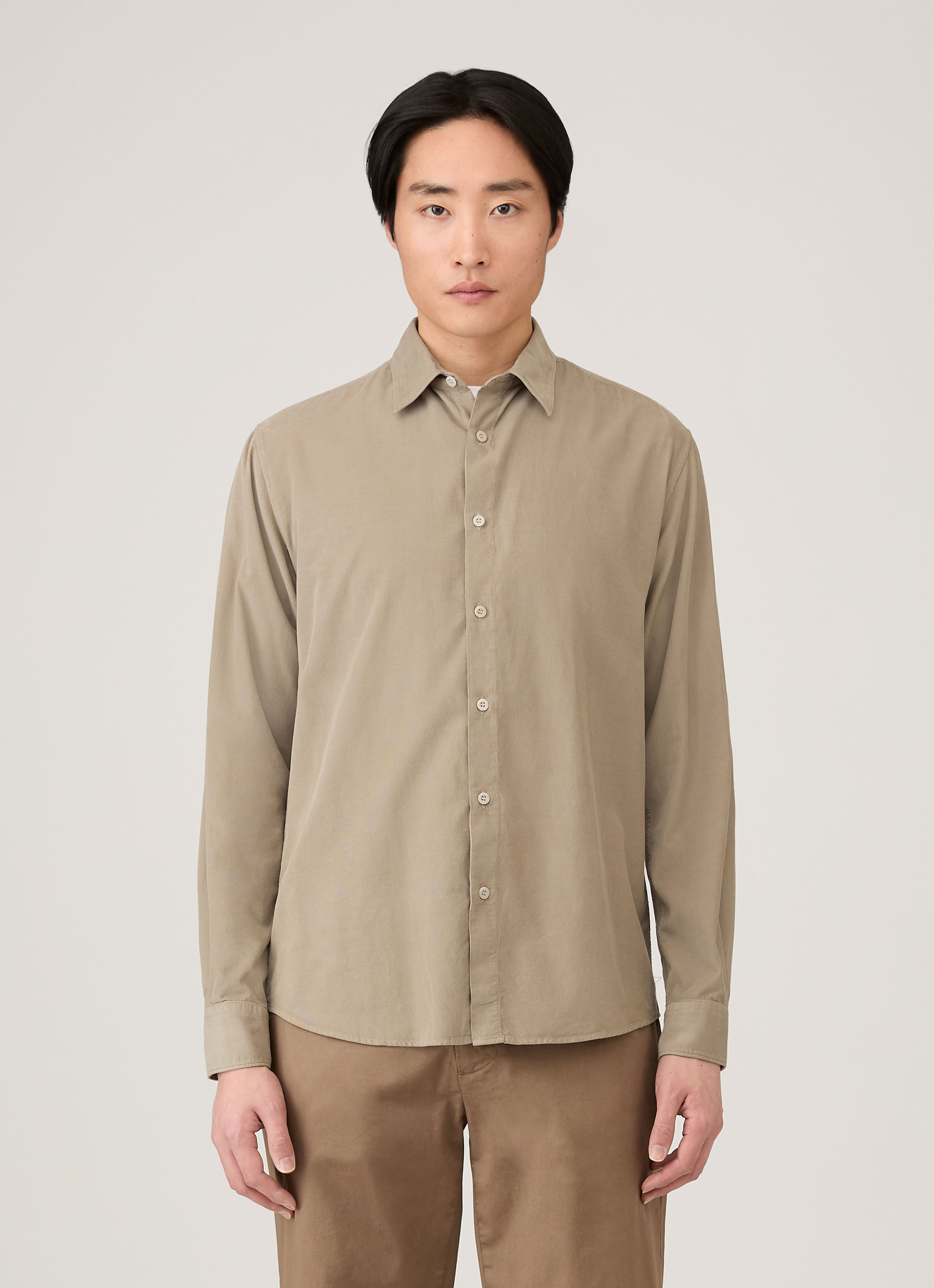 Men's Fine Cord Shirt in Fog