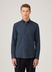 Men's Button Down Flannel Shirt in Selvedge Blue Melange