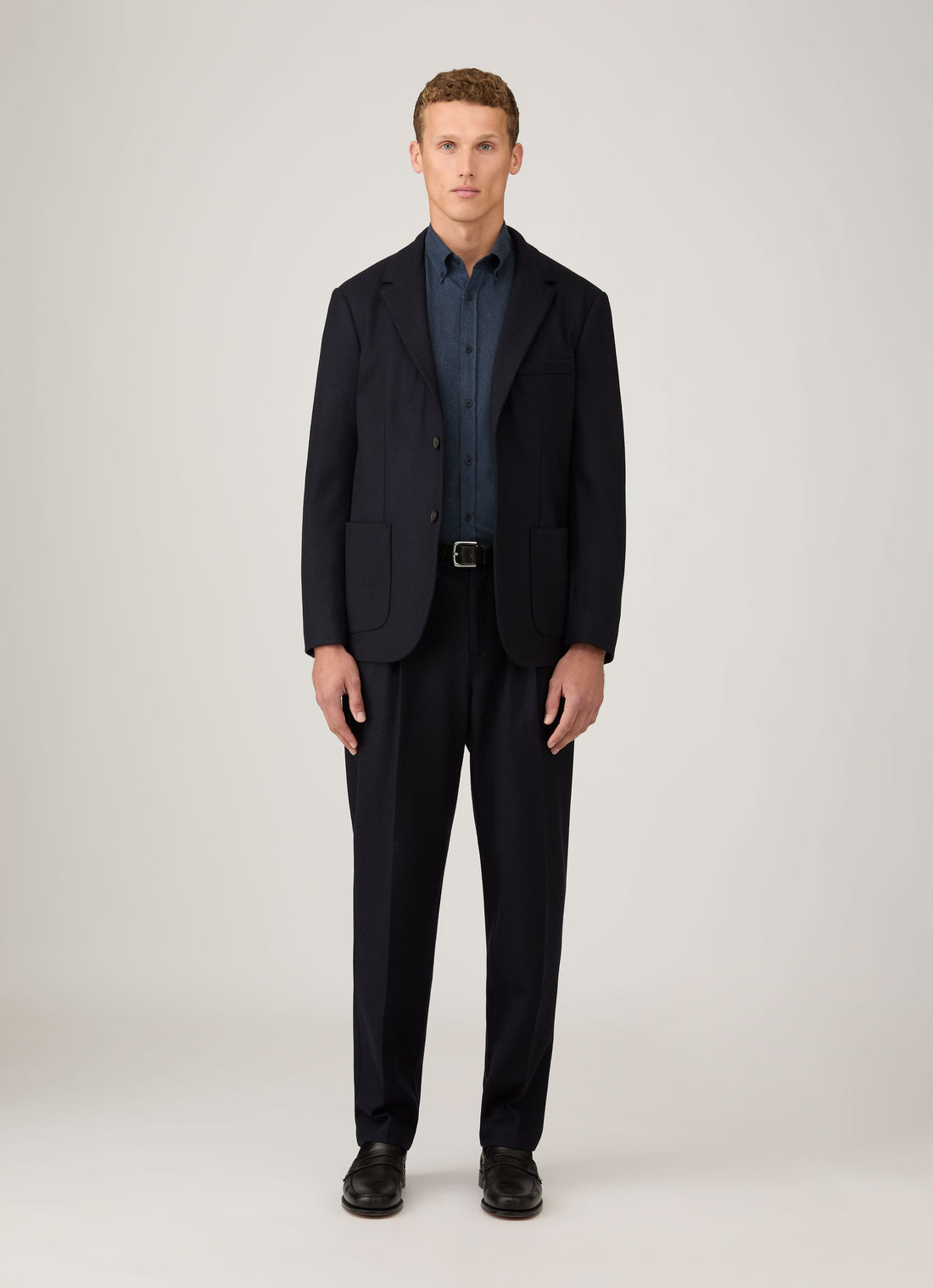 Men's Button Down Flannel Shirt in Selvedge Blue Melange