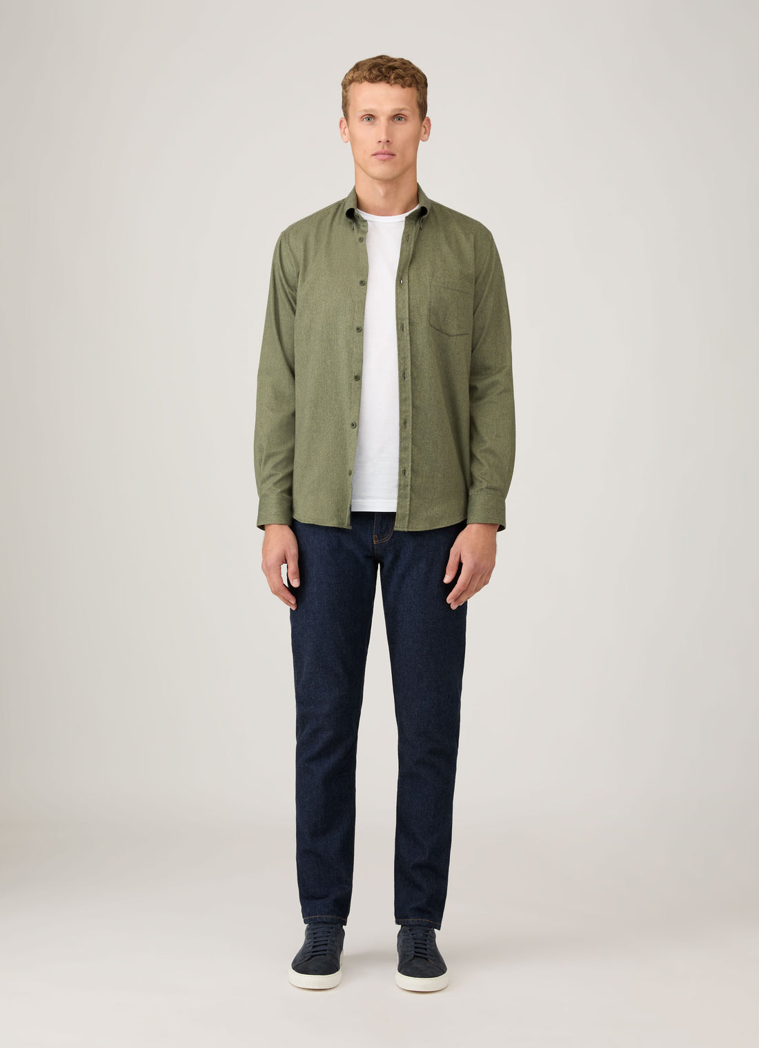 Men's Button Down Flannel Shirt in Sea Moss Melange