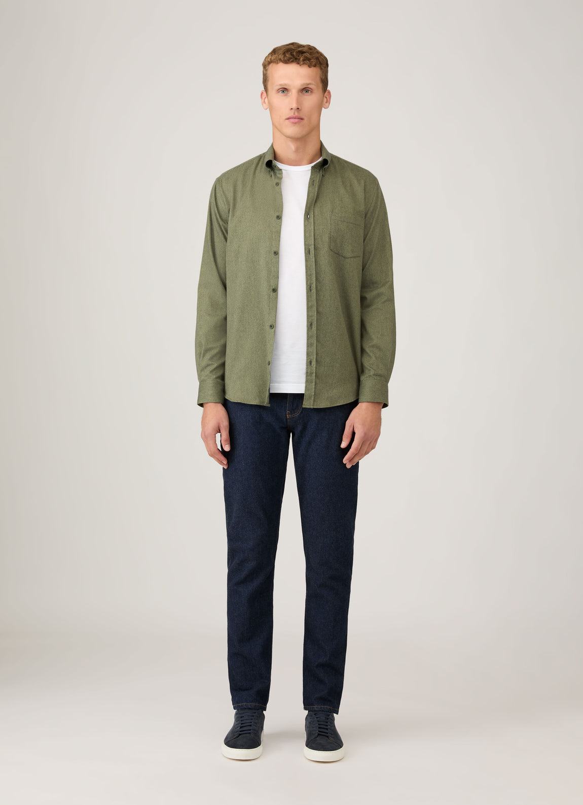 Men's Button Down Flannel Shirt in Sea Moss Melange