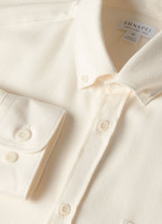 Men's Button Down Flannel Shirt in Ecru