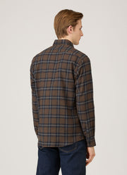 Men's Button Down Flannel Shirt in Bark Check