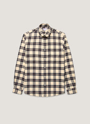Men's Button Down Flannel Shirt in Truffle Check