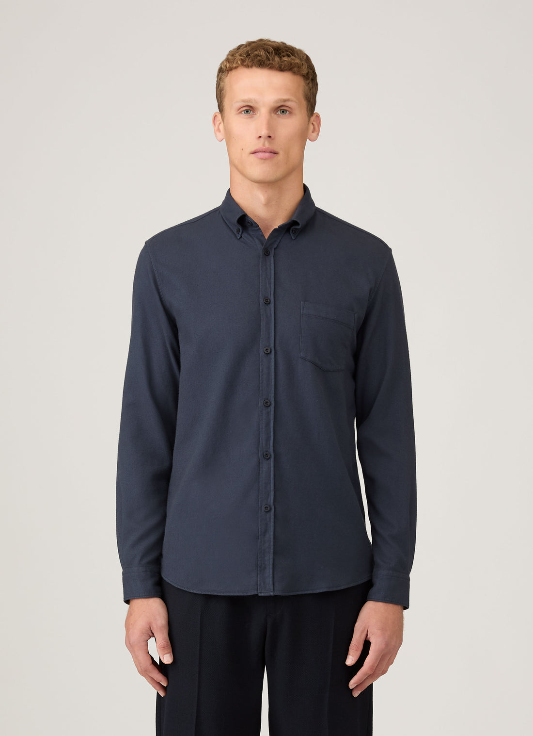 Men's Button Down Flannel Shirt in Navy