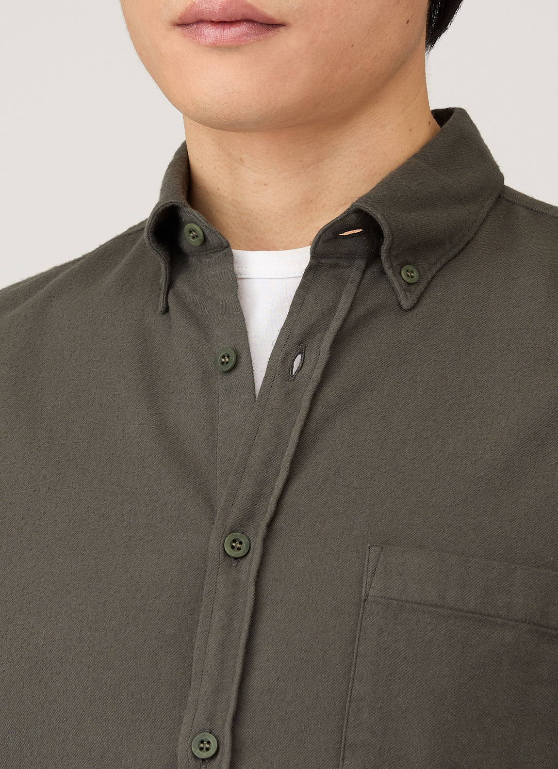 Men's Button Down Flannel Shirt in Dark Green