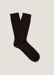 Men's Cotton Ribbed Socks in Truffle