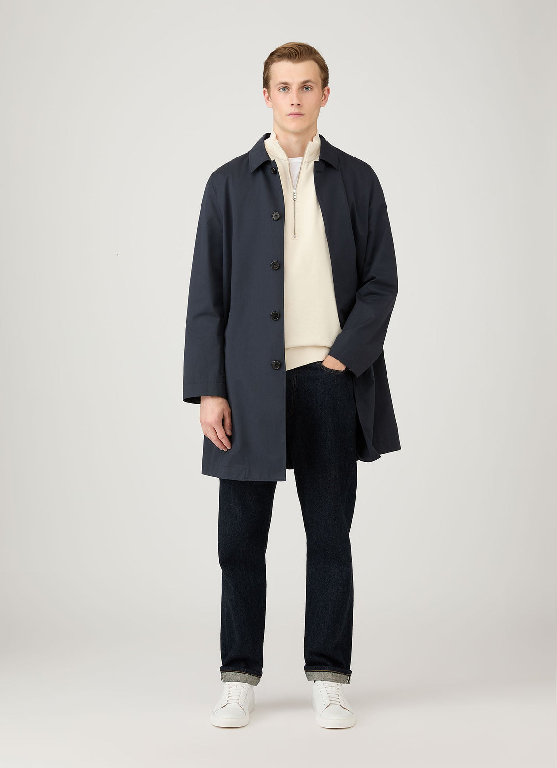 Men's Undyed Half Zip Loopback Sweatshirt in Undyed