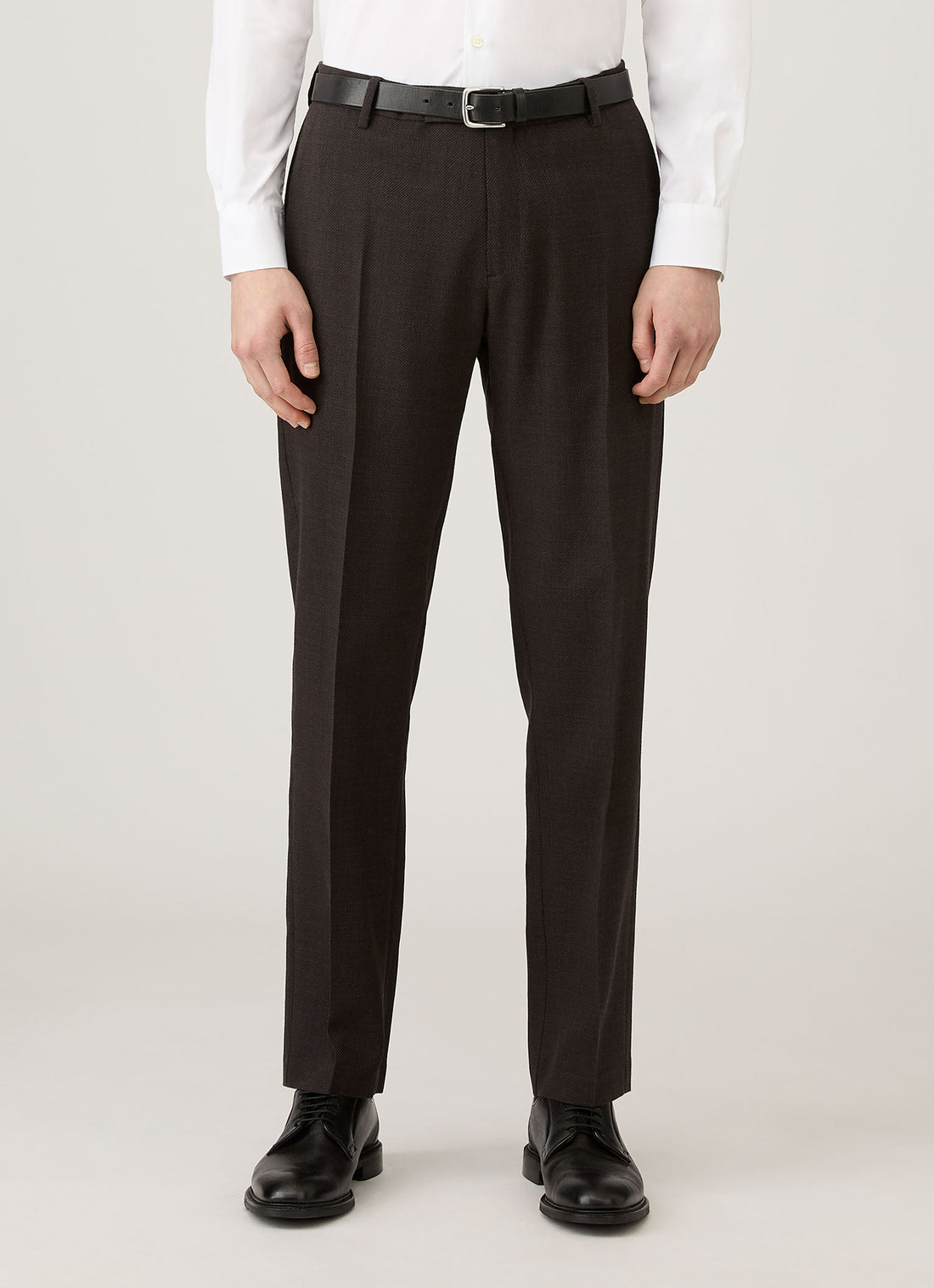 Men's Textured Wool Trouser in Truffle
