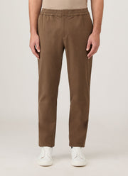 Men's Cotton Cashmere Drawstring Trouser in Dark Stone