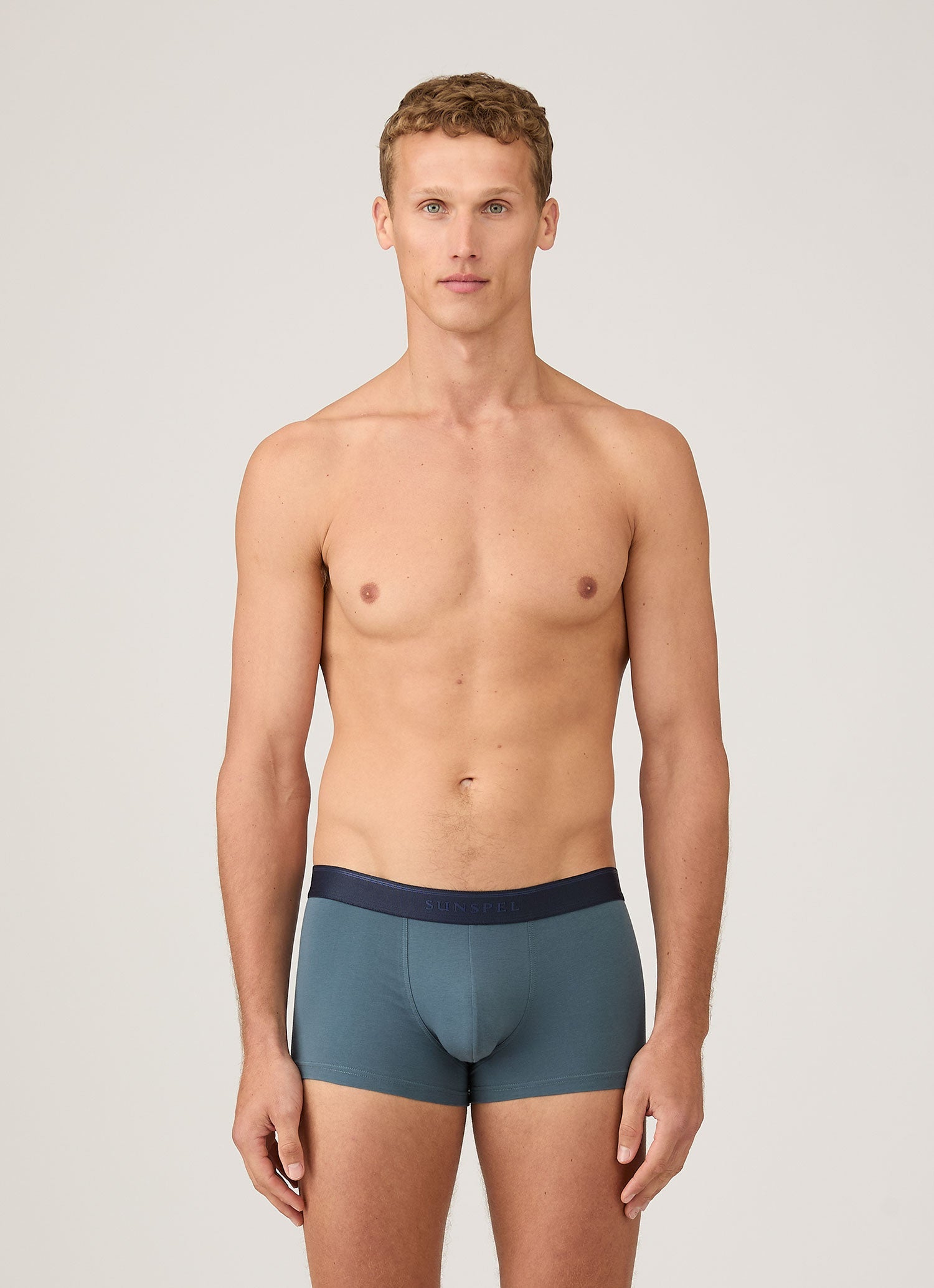 Men's Stretch Cotton Trunks in Dark Petrol