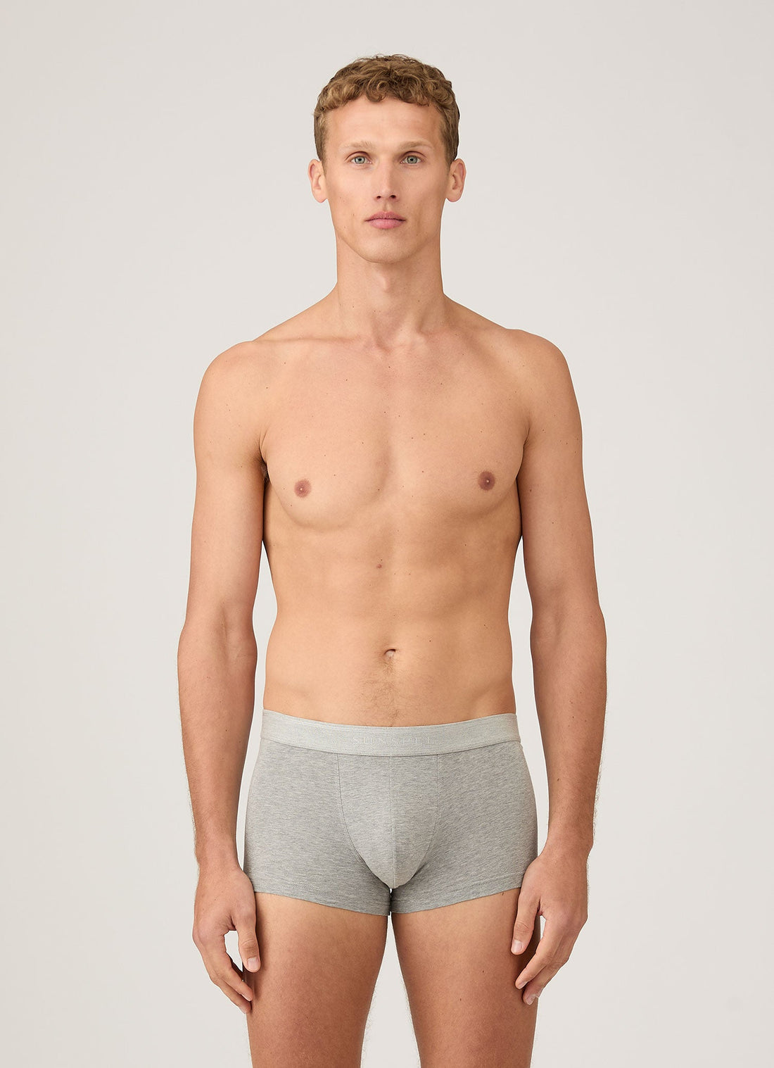 Men's Stretch Cotton Trunks in Grey Melange