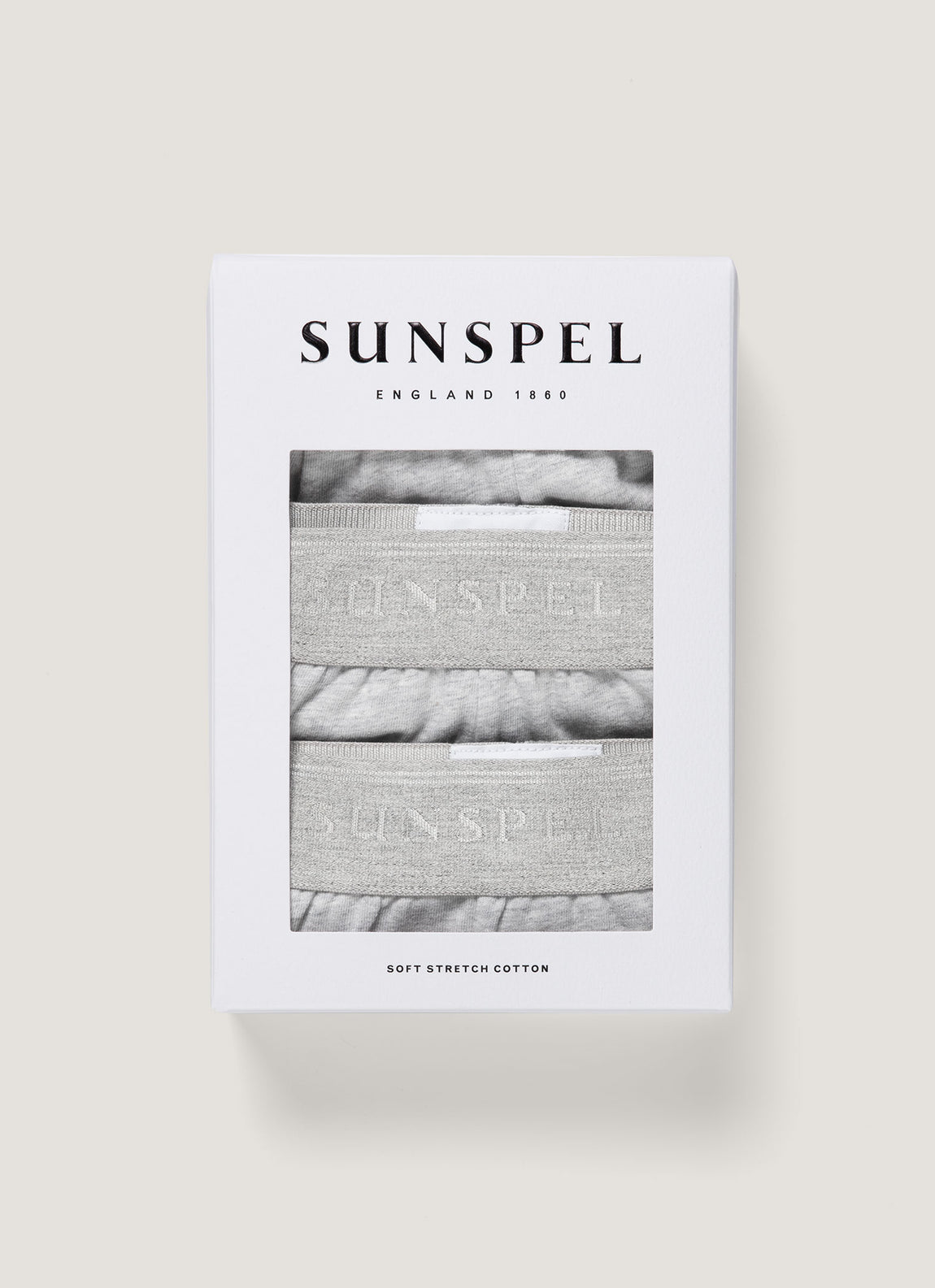 Men's Stretch Cotton Trunks 3-Pack in Grey Melange