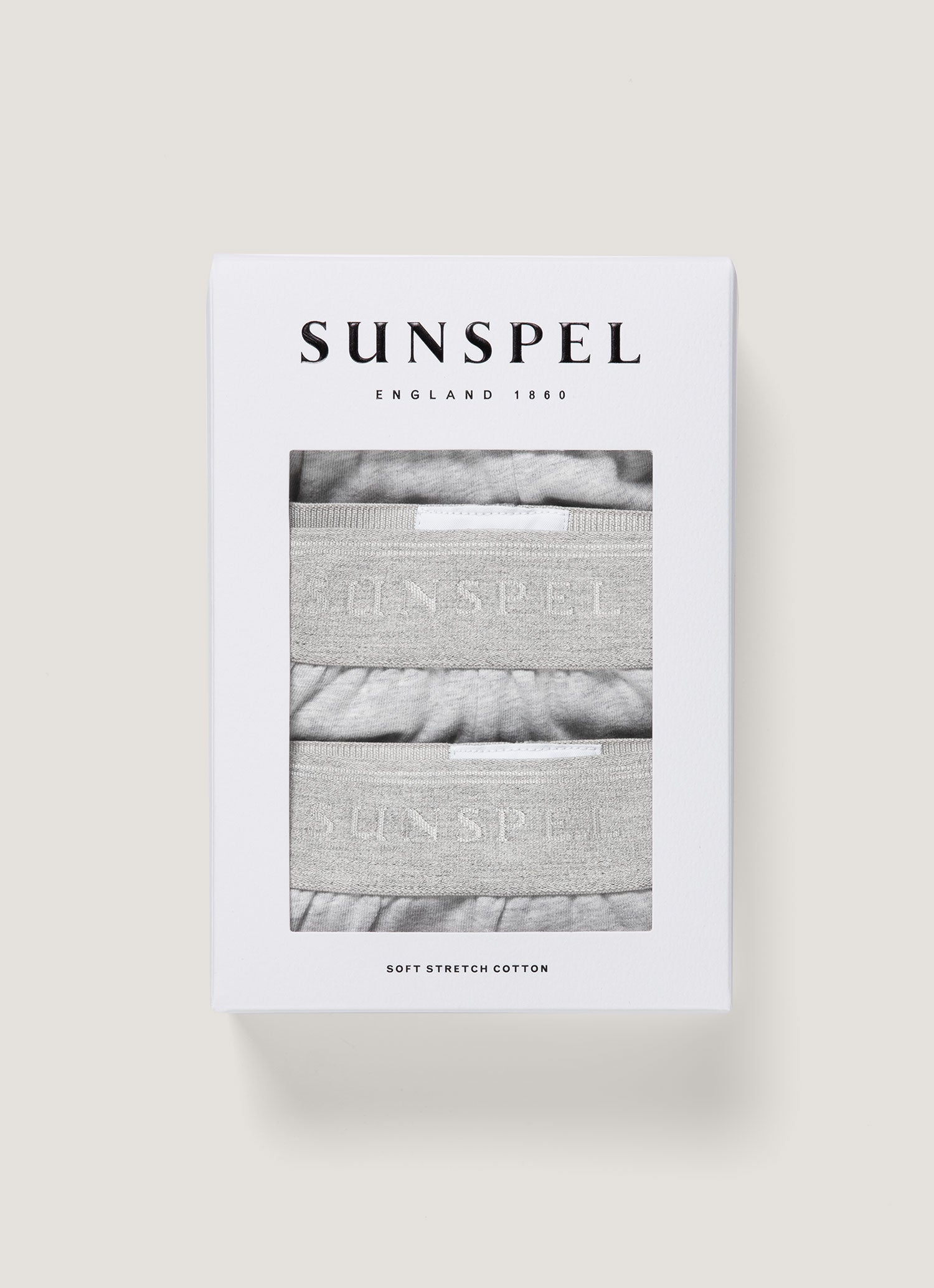 Men's Stretch Cotton Trunks 3-Pack in Grey Melange