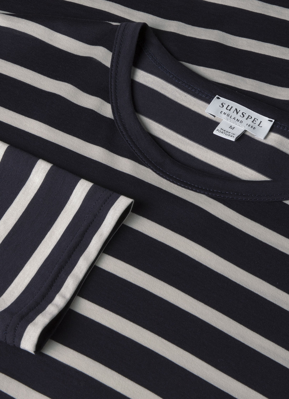 Men's Long Sleeve Classic T-shirt in Navy/Ecru Breton Stripe