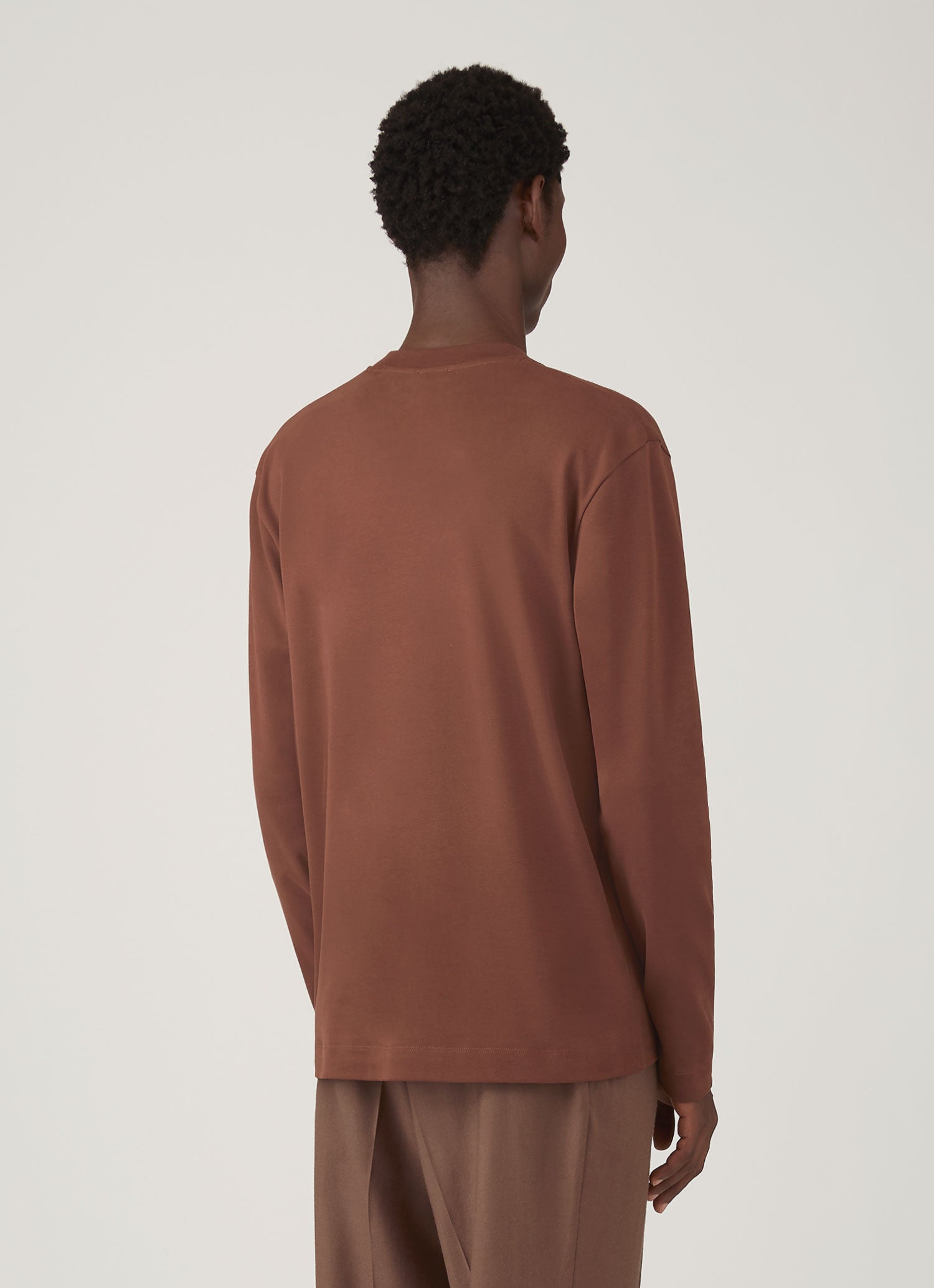 Men's Long Sleeve Heavyweight T-shirt in Conker Brown