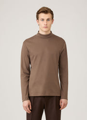 Men's Roll Neck Heavyweight T-shirt in Bark