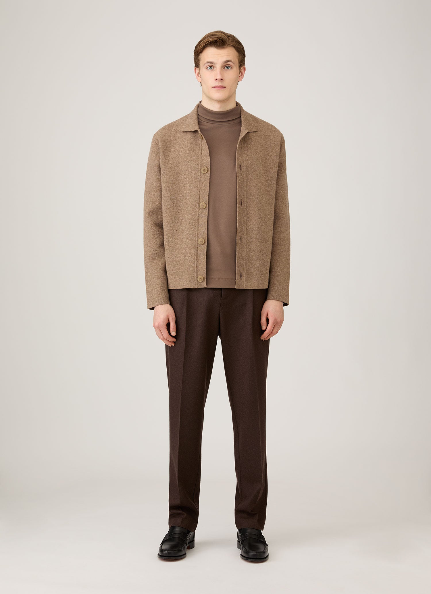 Men's Roll Neck Heavyweight T-shirt in Bark