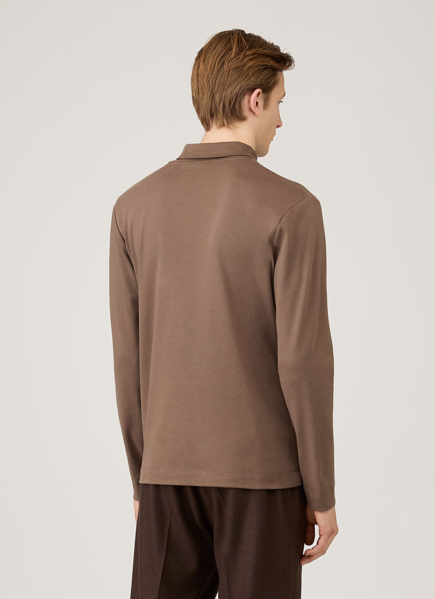 Men's Roll Neck Heavyweight T-shirt in Bark