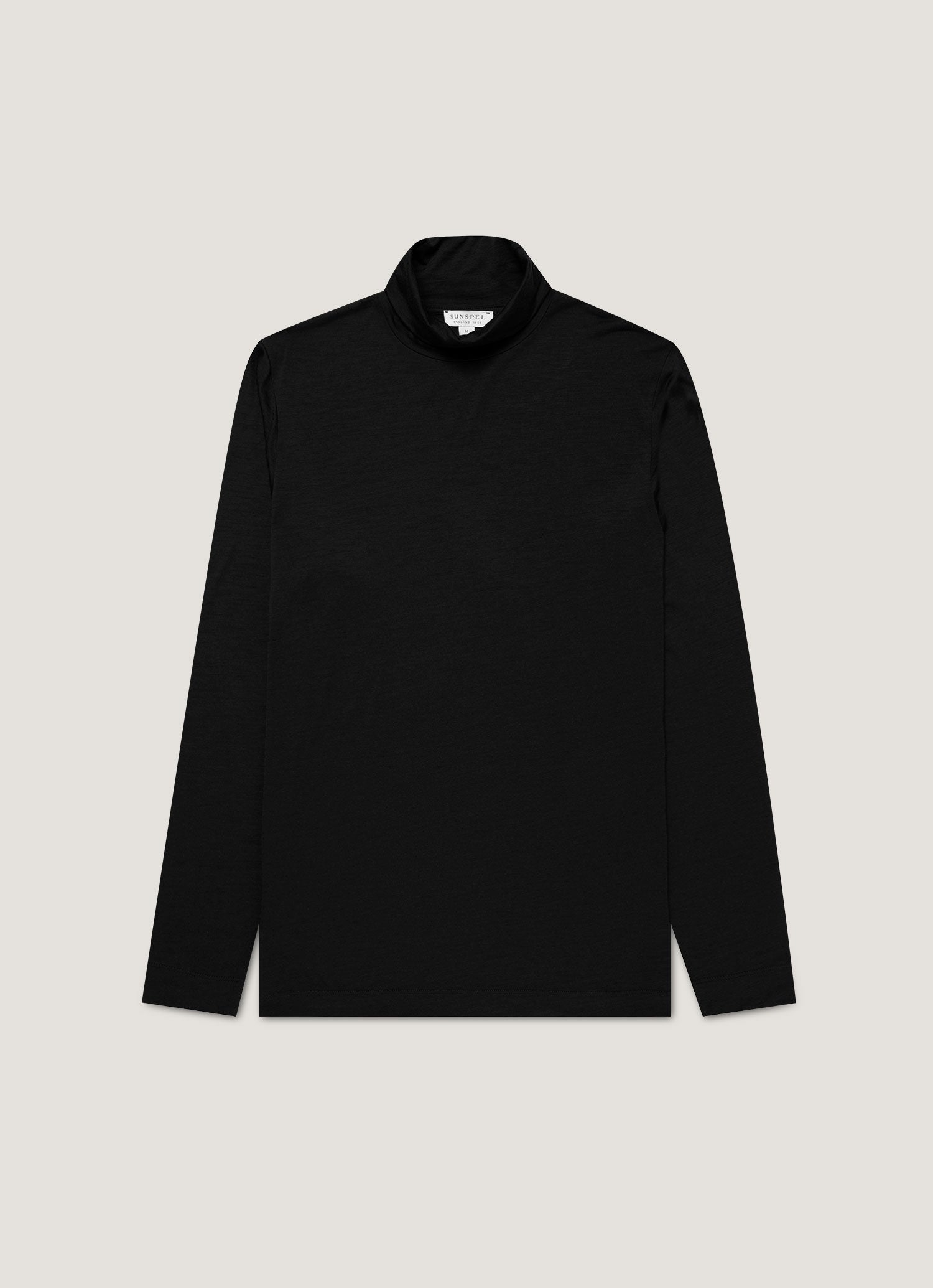 Men's Ultra-Fine Merino Roll Neck in Black