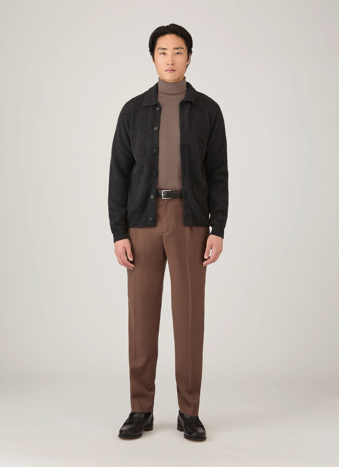 Men's Ultra-Fine Merino Roll Neck in Sandstone