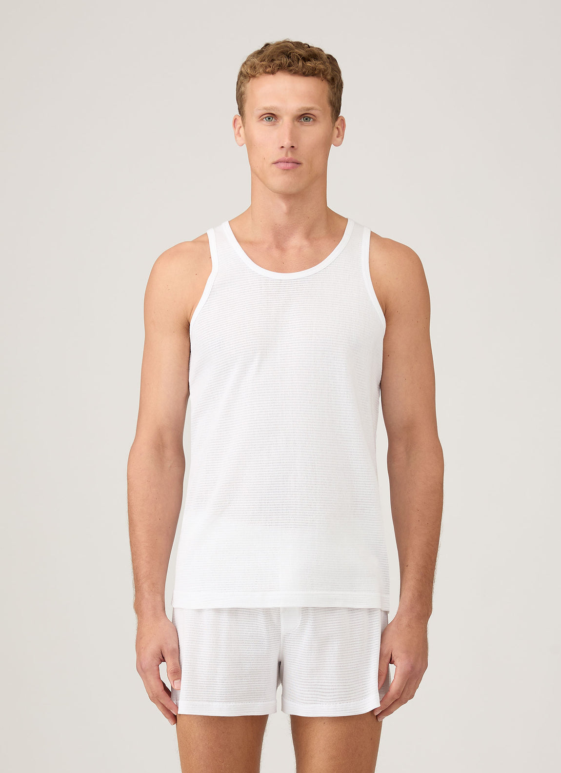 Men's Cellular Cotton Underwear Vest in White