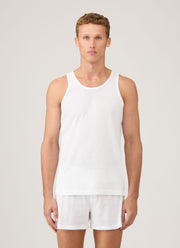 Men's Cellular Cotton Underwear Vest in White