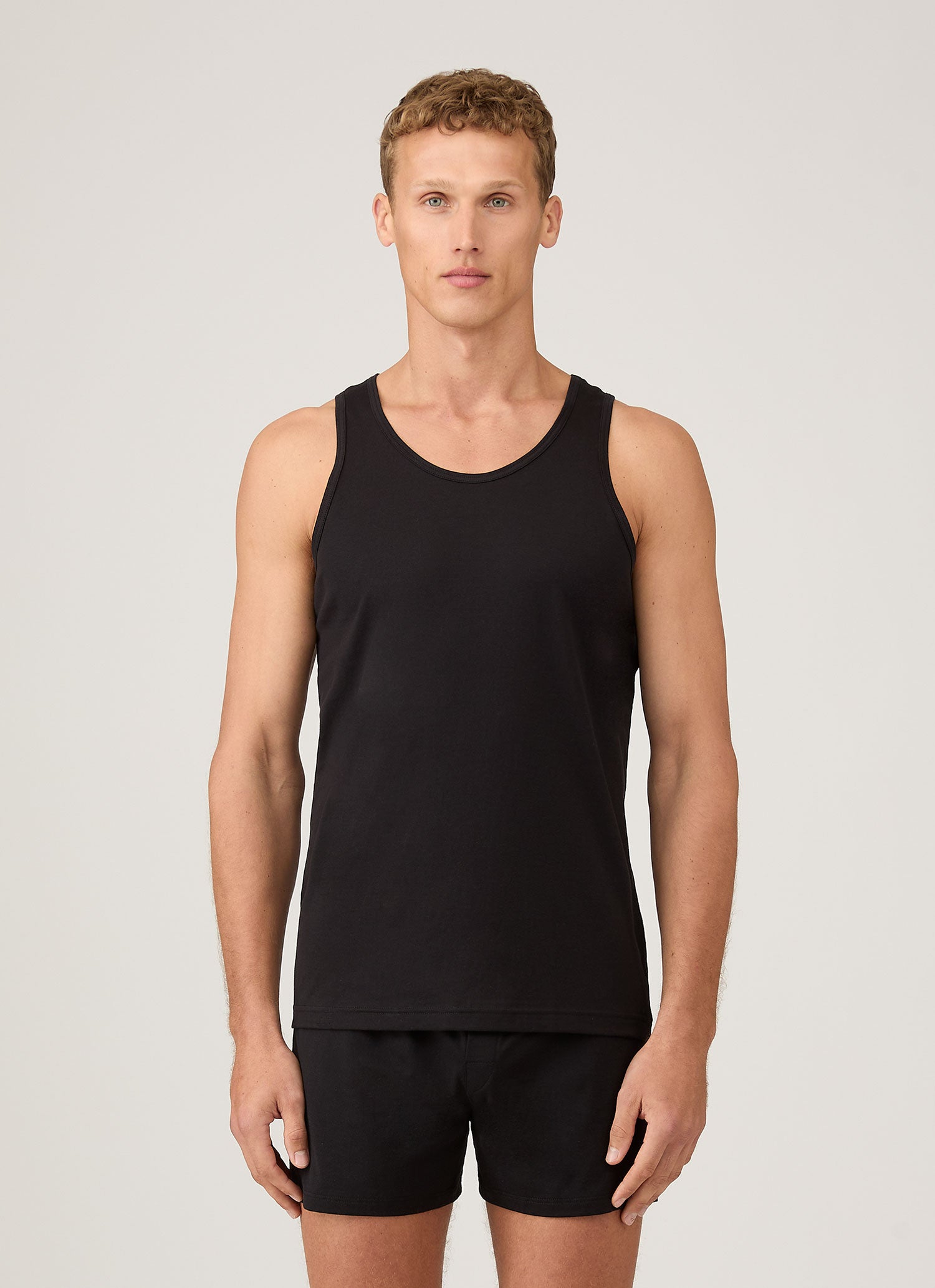 Men's Superfine Cotton Underwear Vest in Black