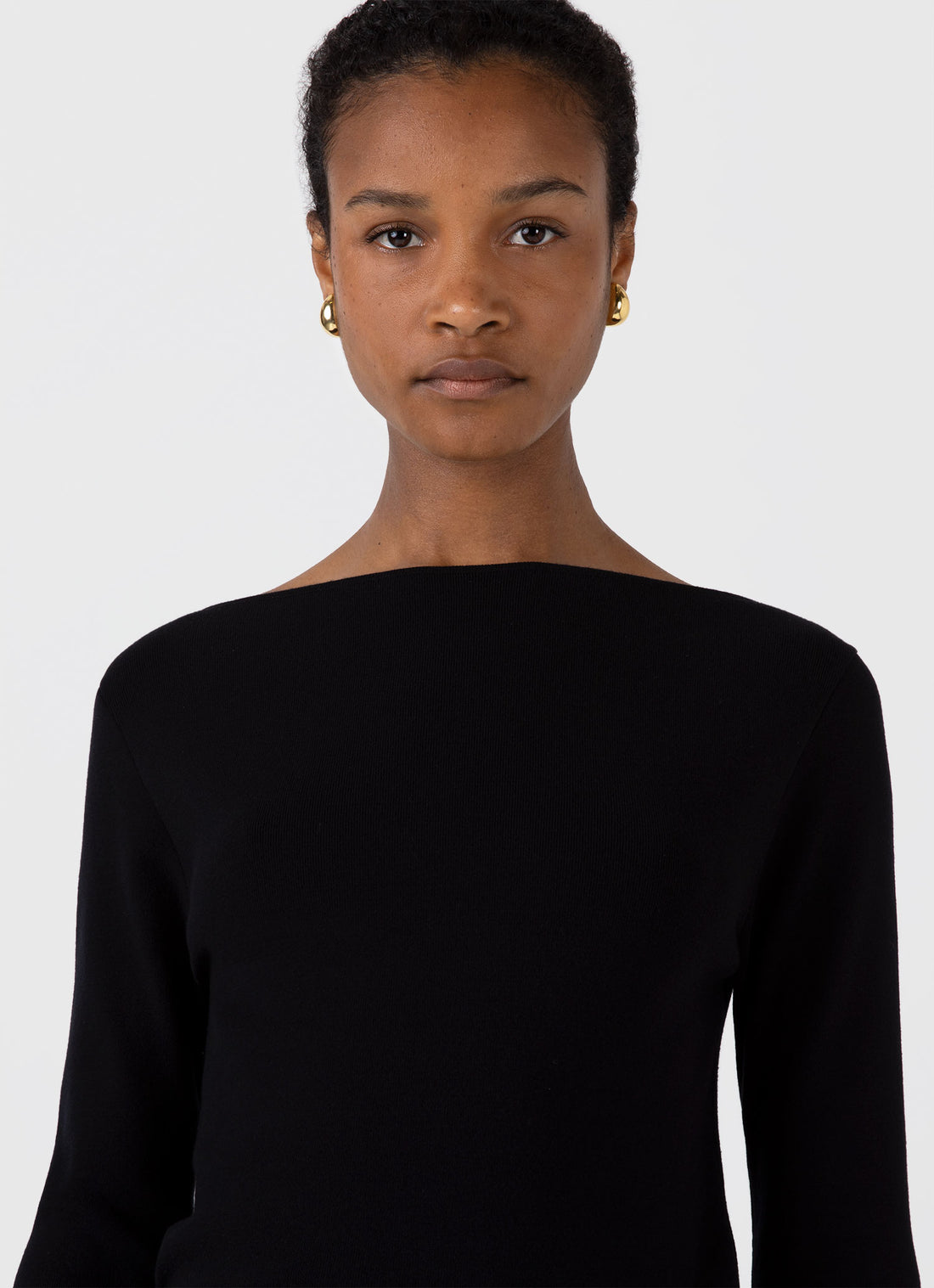 Women's Viscose Slash Neck Top in Black