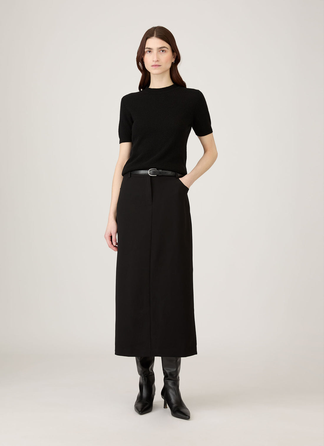 Women's Cashmere T-Shirt in Black