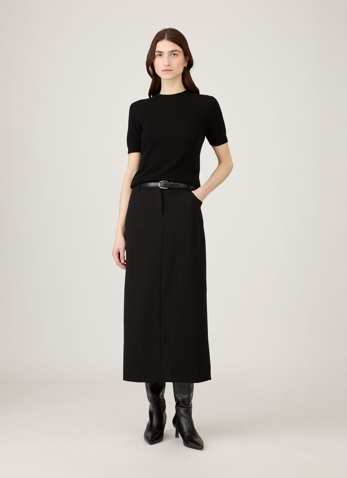 Women's Cashmere T-Shirt in Black