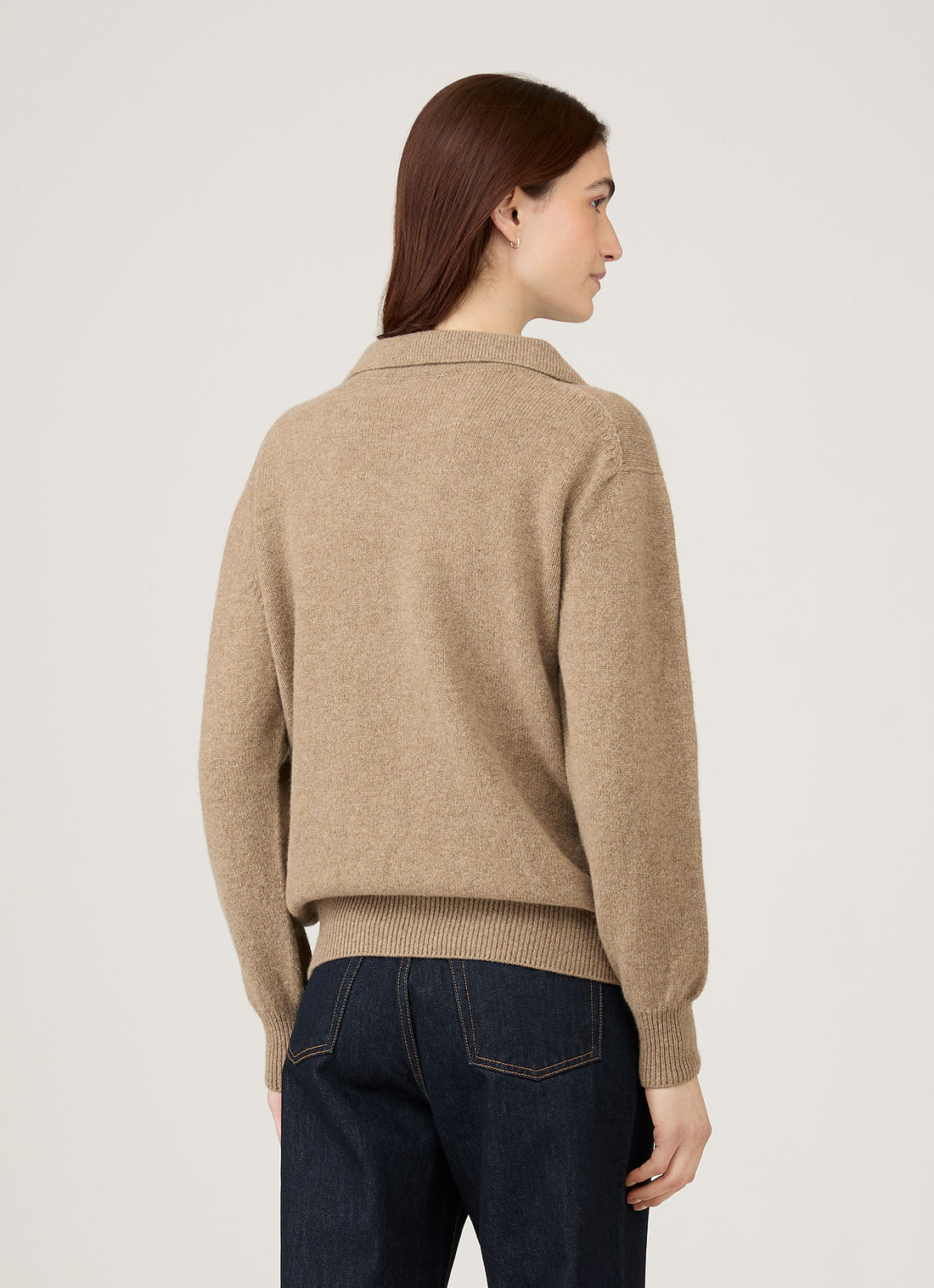 Women's Lambswool Polo Neck Jumper in Mink