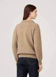 Women's Lambswool Polo Neck Jumper in Mink