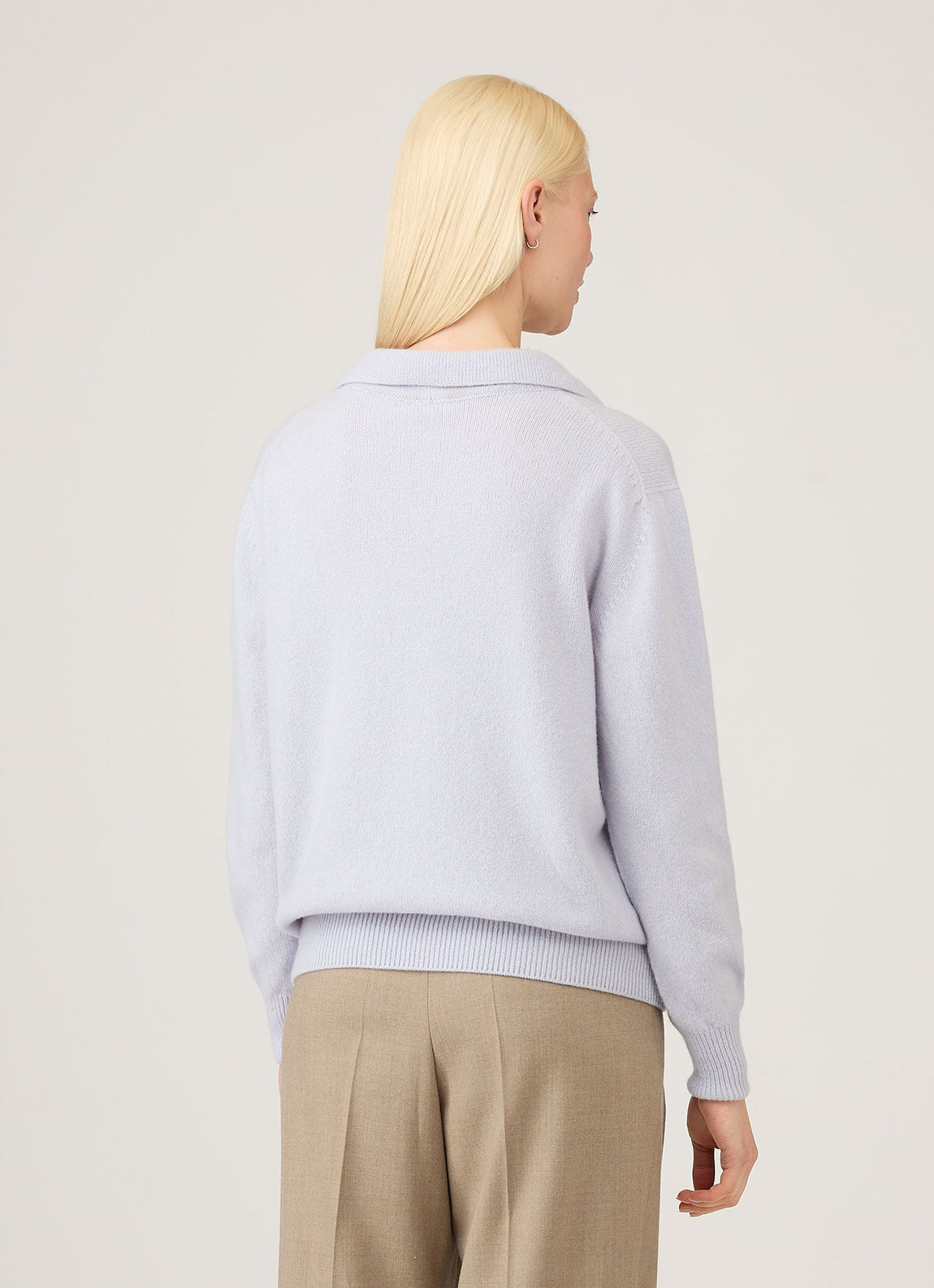 Women's Lambswool Polo Neck Jumper in Ice Blue