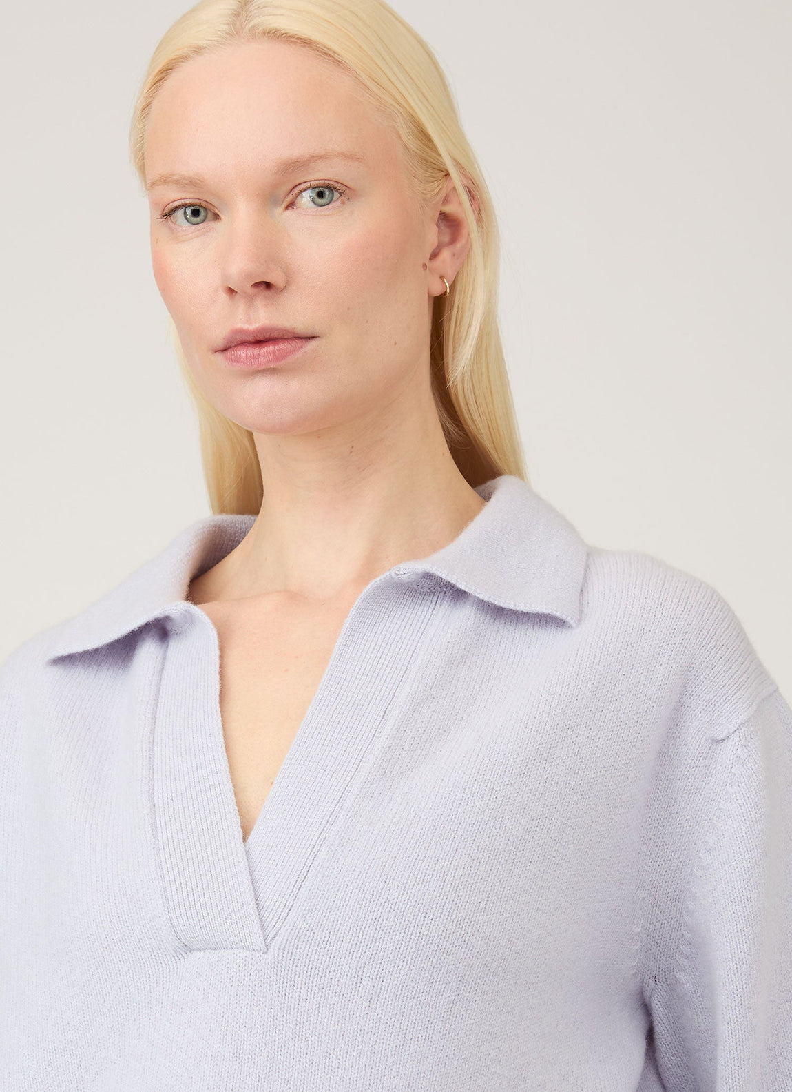 Women's Lambswool Polo Neck Jumper in Ice Blue